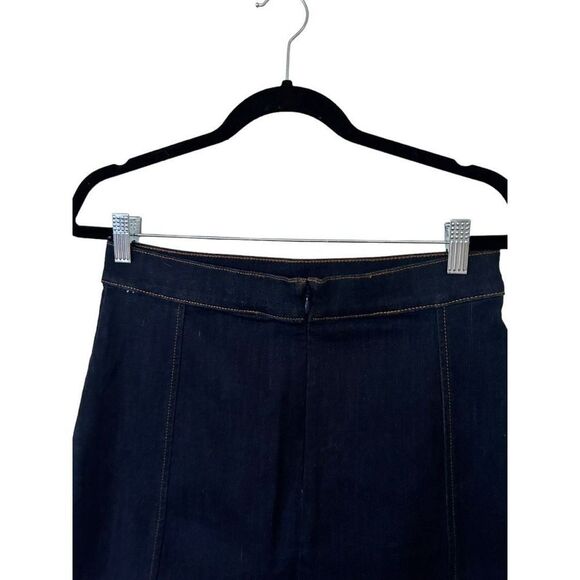 Ann Taylor Back Zipper Closure Dark Wash Denim A-Line Skirt Blue Size 4 Classic - Picture 5 of 15